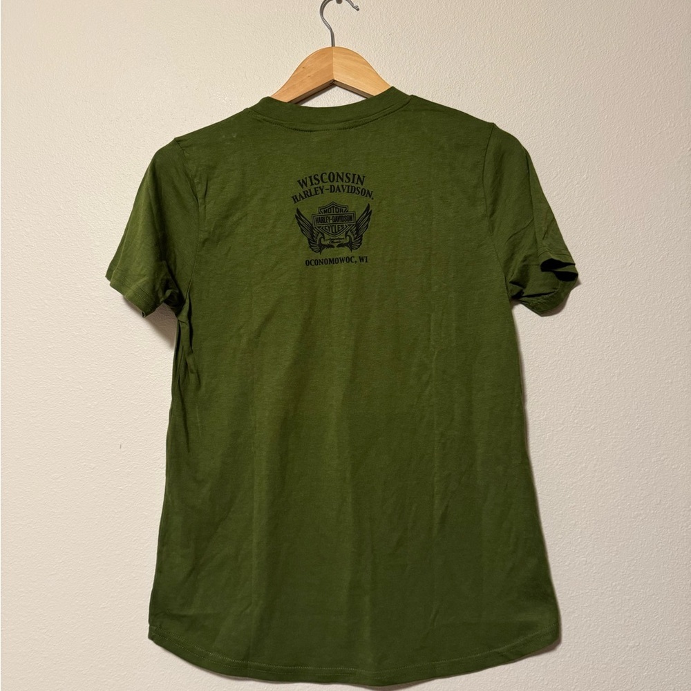 5/$55 !! 🔥 NWT Harley Davidson Green Women's Short Sleeve Tee - Picture 3 of 3